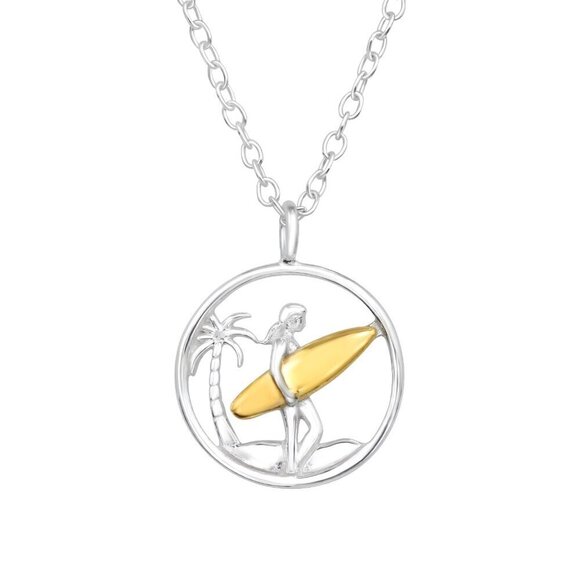 Two Tone Surf Girl Necklace​ - Picture 1 of 1